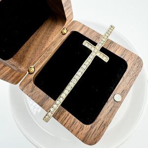 Vintage Rhinestone Cross Ring Bold Glamour Statement Retro Modern Bling